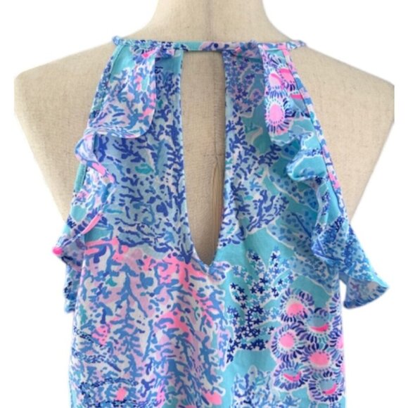 Lilly Pulitzer Blue and Pink Billie Tank Top Blouse in Now You Sea Me Medium NWT - Picture 9 of 15